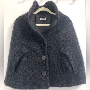 1950s vintage Black Boucle Wool Capelet or Jacket